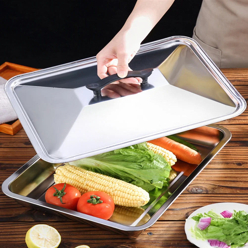 Stainless Steel Food Tray Cover Rectangle Basting Cover for Griddle Bbq Plate Kitchen Gadget Oil Proof Dish Protector
Stainless Steel Food Tray Cover Rectangle Basting Cover for Griddle Bbq Plate Kitchen Gadget Oil Proof Dish Protector
