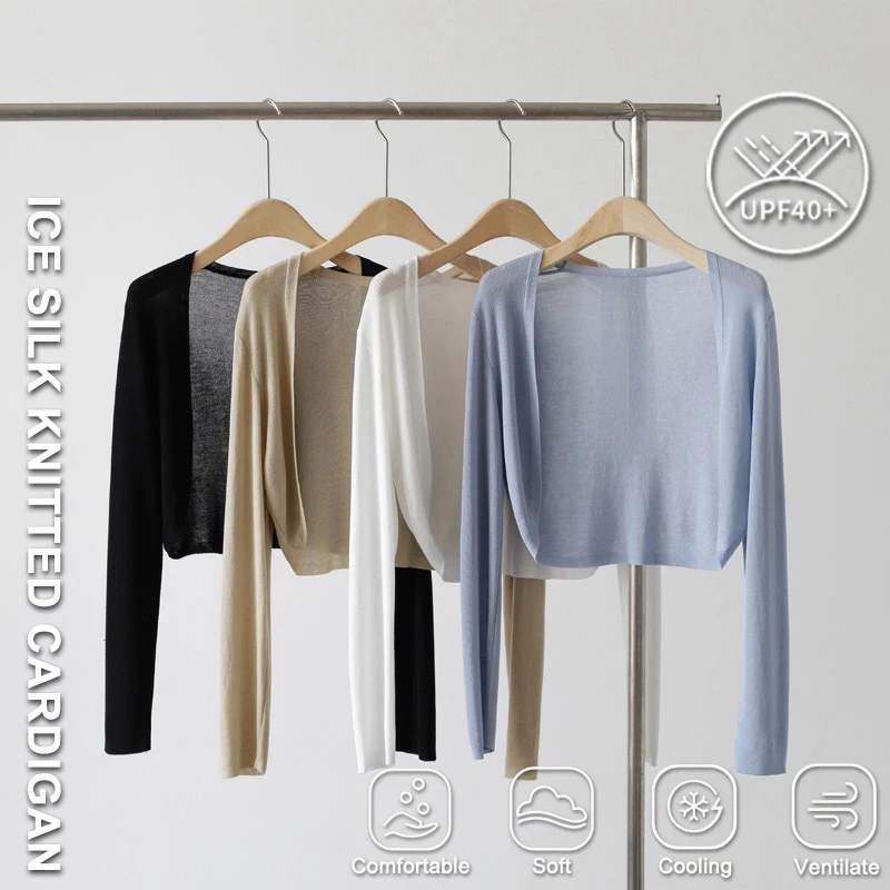 Ice Silk Knitted Cardigan Jacket Women Summer Shawl Sunscreen Outer Layer Thin Vest Air Conditioning Shirt Short Coat
Ice Silk Knitted Cardigan Jacket Women Summer Shawl Sunscreen Outer Layer Thin Vest Air Conditioning Shirt Short Coat