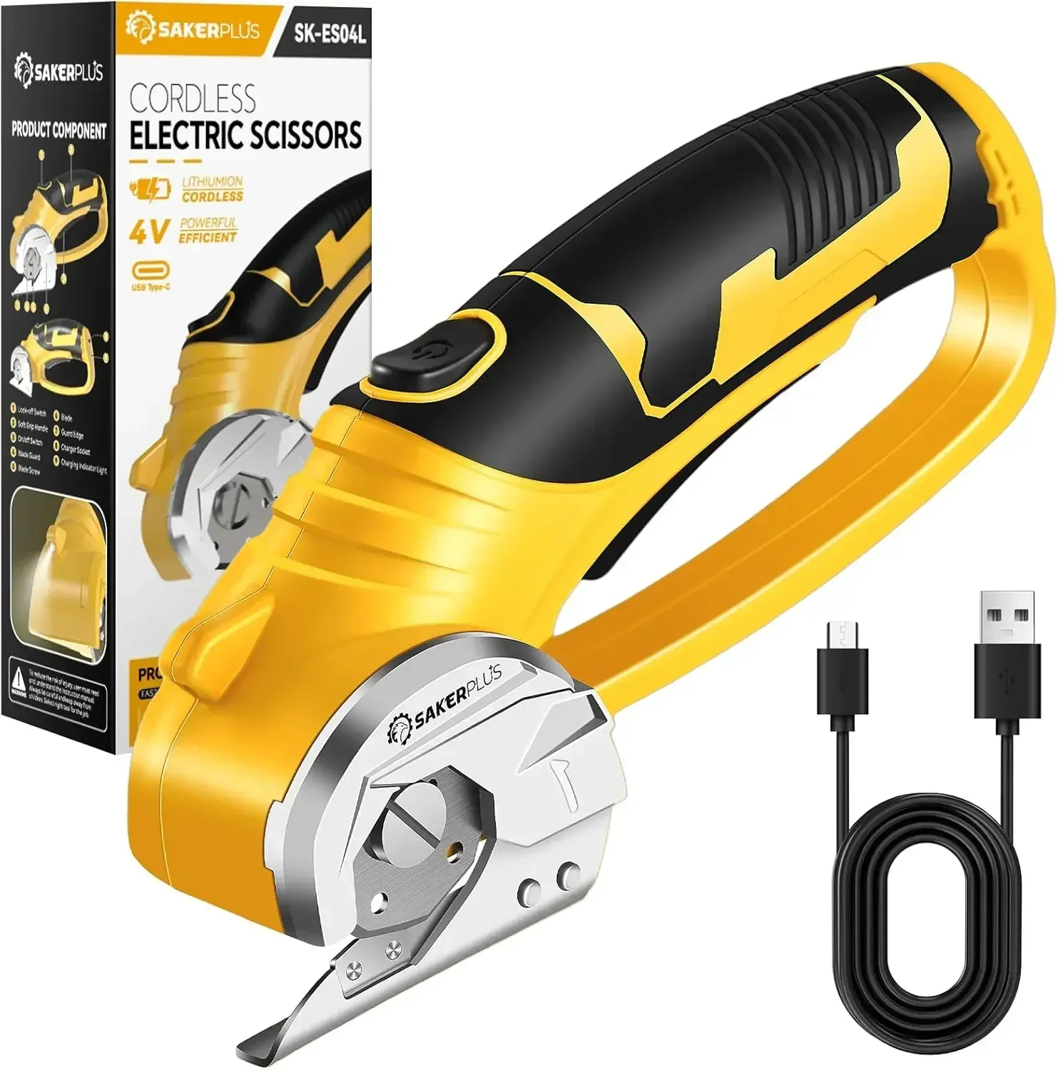 Cordless Electric Scissors, 4V Cardboard Cutter, Box Cutter Fabric Scissor with Safety Lock & LED Light, Rechargeable Power
Cordless Electric Scissors, 4V Cardboard Cutter, Box Cutter Fabric Scissor with Safety Lock & LED Light, Rechargeable Power