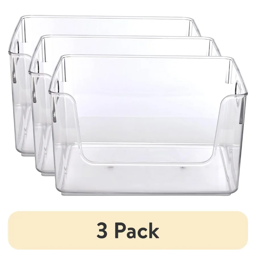 3 pack Clear Glossy Plastic Open Front Organizer Bin, Single Size Organizer Bin, Adult Size
3 pack Clear Glossy Plastic Open Front Organizer Bin, Single Size Organizer Bin, Adult Size