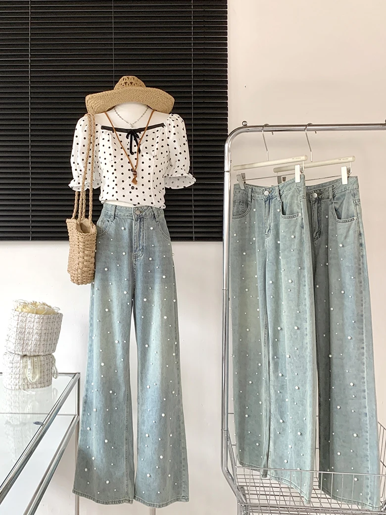 Korean Style Casual Slim Fit Women's Long Jeans Handmade Nail Bead Versatile Wide Leg Pants 2025 Spring Autumn New Trousers
Korean Style Casual Slim Fit Women's Long Jeans Handmade Nail Bead Versatile Wide Leg Pants 2025 Spring Autumn New Trousers