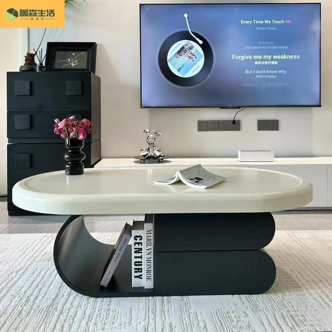Simple coffee table living room household small apartment light luxury oval rock slab black and white paint art minimalist cream
Simple coffee table living room household small apartment light luxury oval rock slab black and white paint art minimalist cream