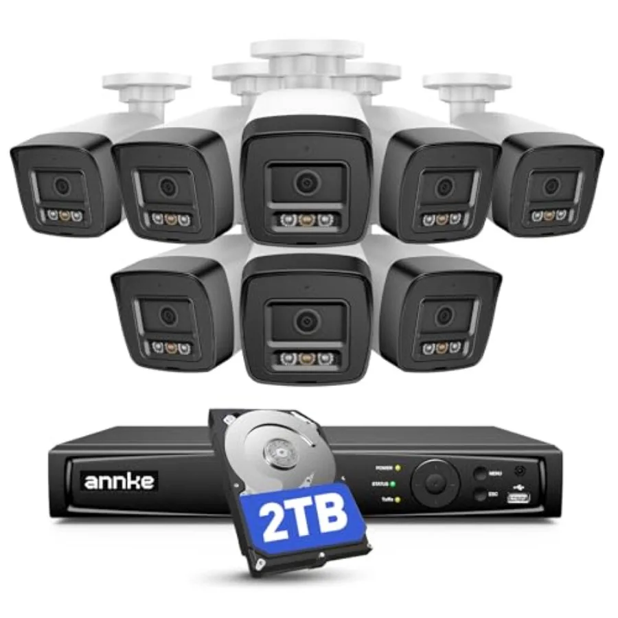 Business surveillance: 5MP PoE IP cameras with red blue light and audio alarm, AI motion detection, two-way audio, 16CH NVR, 8x
Business surveillance: 5MP PoE IP cameras with red blue light and audio alarm, AI motion detection, two-way audio, 16CH NVR, 8x
