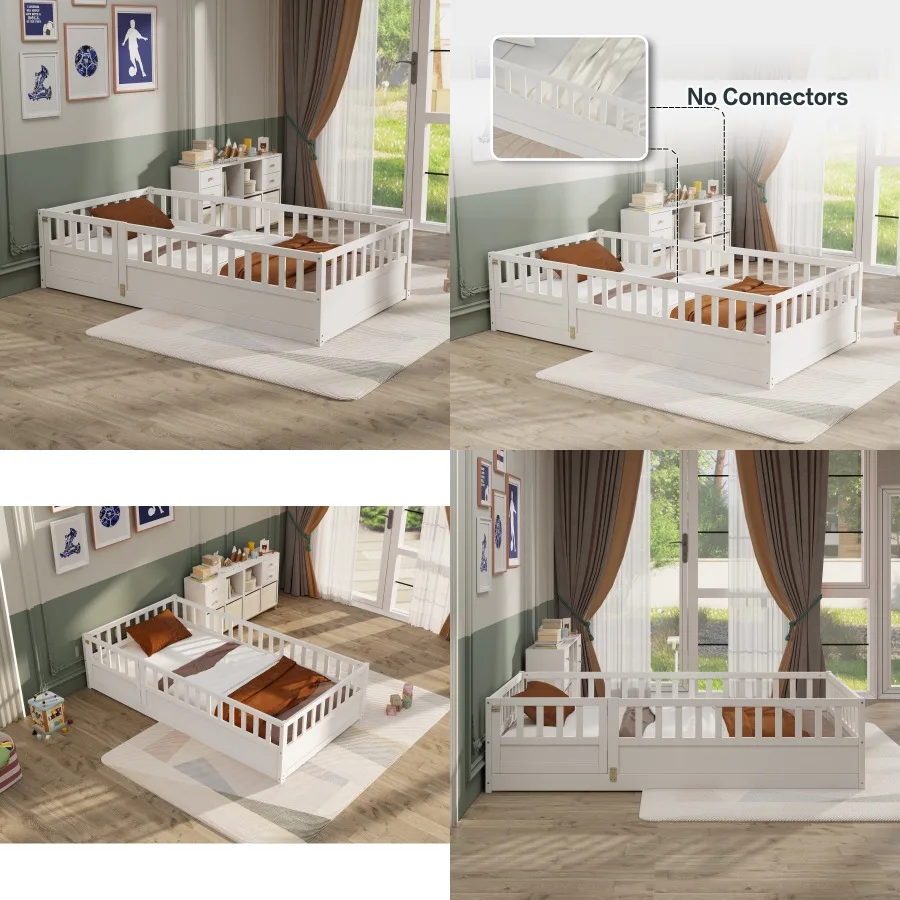Twin Size Floor bed integral construction with super high security barrier door children's floor bed frame Montessori wooden ch
Twin Size Floor bed integral construction with super high security barrier door children's floor bed frame Montessori wooden ch