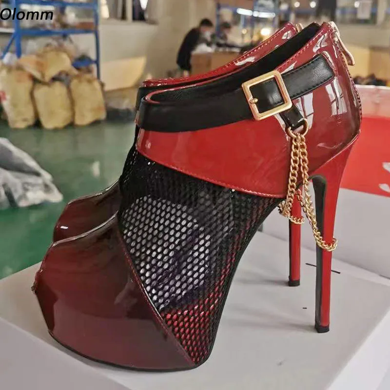 Olomm New Fashion Women Platform Pumps Sexy Chain Stiletto Heels Peep Toe Gorgeous Red Blue Party Shoes Ladies US Size 5-20
Olomm New Fashion Women Platform Pumps Sexy Chain Stiletto Heels Peep Toe Gorgeous Red Blue Party Shoes Ladies US Size 5-20