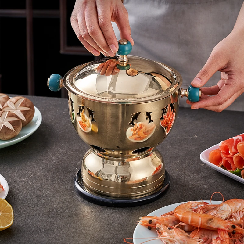 Thickened Gold-plated Pure Copper Pot Single Person Hotpot Portable Chinese Chafing Dish Stew Pots for Restaurant Parties Picnic
Thickened Gold-plated Pure Copper Pot Single Person Hotpot Portable Chinese Chafing Dish Stew Pots for Restaurant Parties Picnic