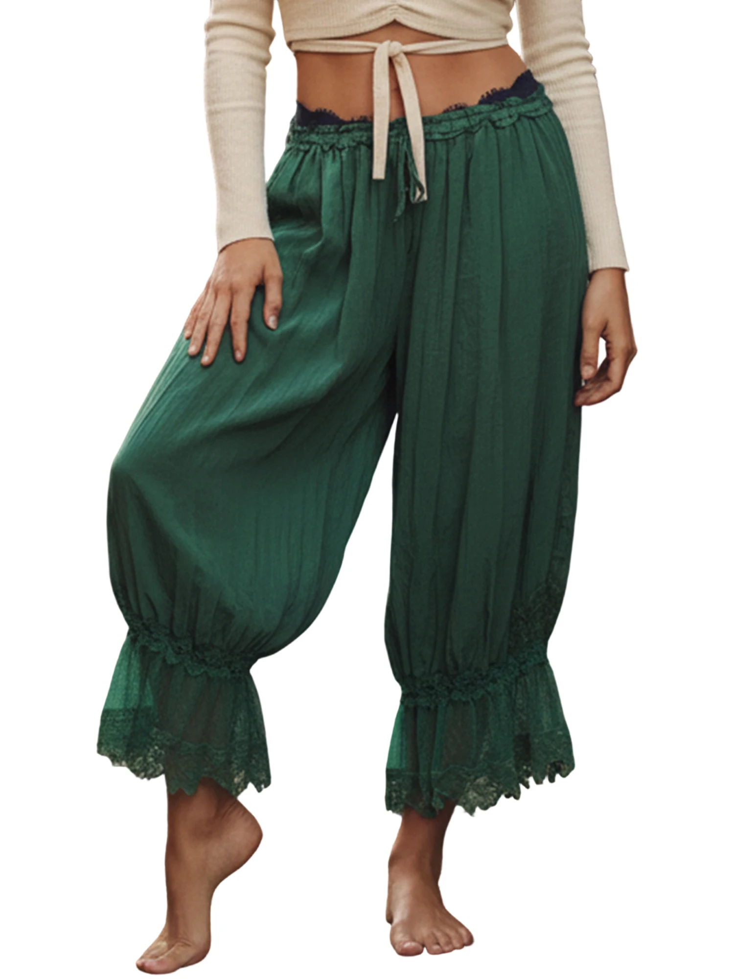 Женские свободные брюки-фонарики с эластичной резинкой на талии, кружевные брюки с сетчатым подолом, брюки-комбинации под платьем
Женские свободные брюки-фонарики с эластичной резинкой на талии, кружевные брюки с сетчатым подолом, брюки-комбинации под платьем