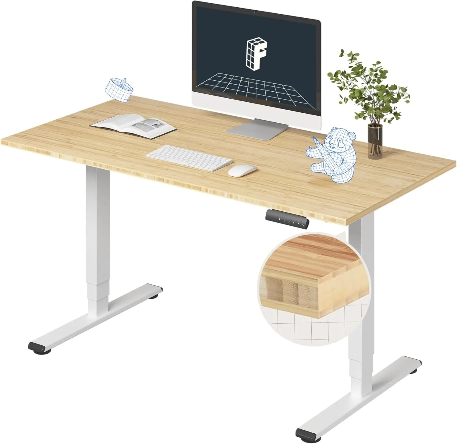 E6 Bamboo 3-Stage Dual Motor Electric Standing Desk 55 x 28 Sit Stand Up Desk, Holds 220 lbs, Adjustable Height w/ Memory Prese
E6 Bamboo 3-Stage Dual Motor Electric Standing Desk 55 x 28 Sit Stand Up Desk, Holds 220 lbs, Adjustable Height w/ Memory Prese