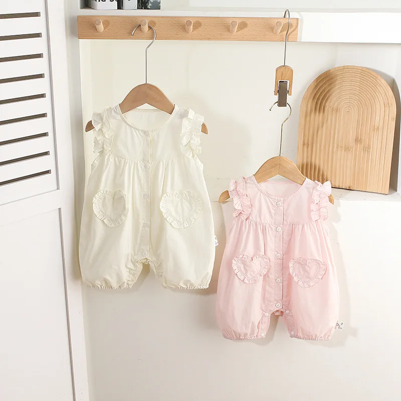 Baby Girls Summer Solid Romper Ruched Sleeveless O-neck Bodysuit Hearts Appliques Cute Overalls Infant Girls Casual Clothing
Baby Girls Summer Solid Romper Ruched Sleeveless O-neck Bodysuit Hearts Appliques Cute Overalls Infant Girls Casual Clothing