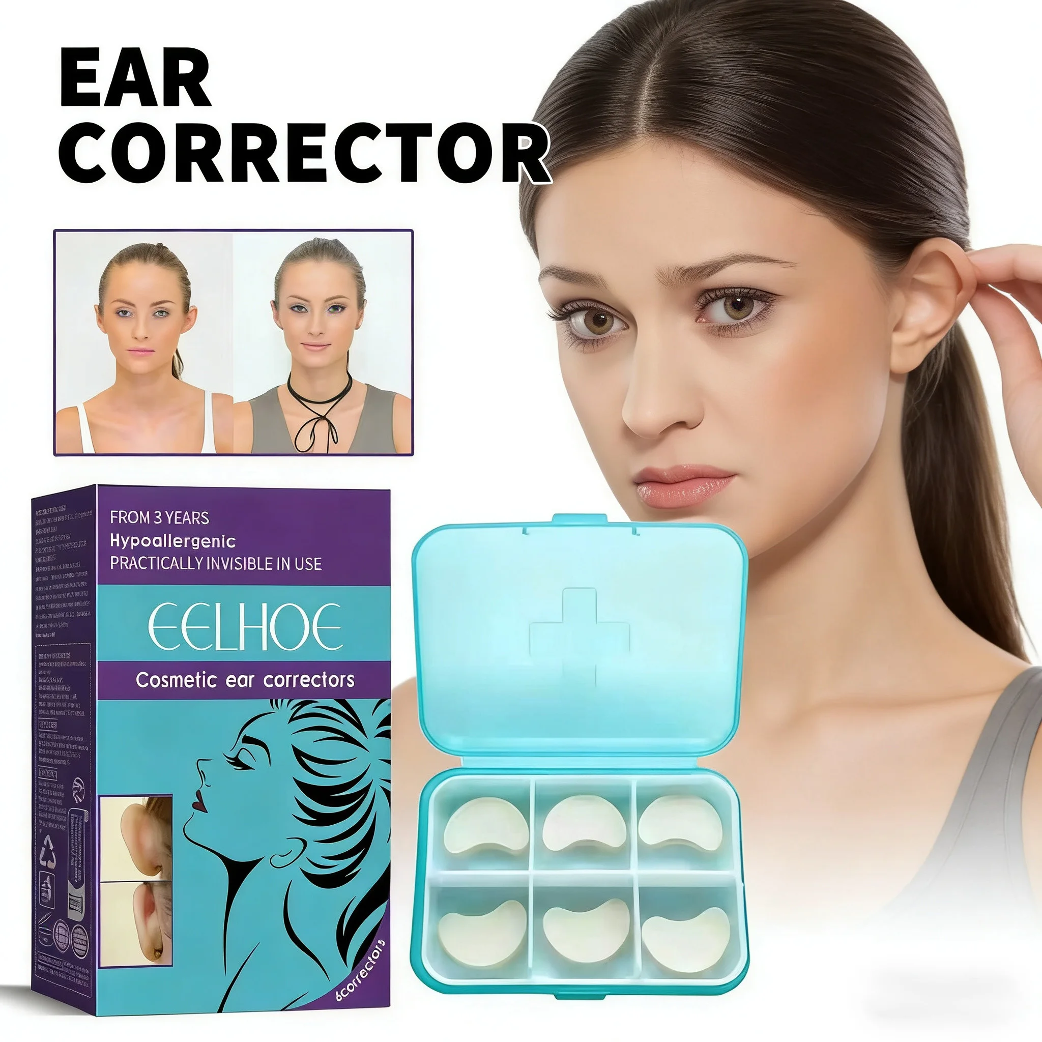 Корректор для ушей EELHOE, наклейки для коррекции оттопыренных ушей, формирование контура, решение проблемы с большими ушами, набор для поддержки выступающих ушей
Корректор для ушей EELHOE, наклейки для коррекции оттопыренных ушей, формирование контура, решение проблемы с большими ушами, набор для поддержки выступающих ушей