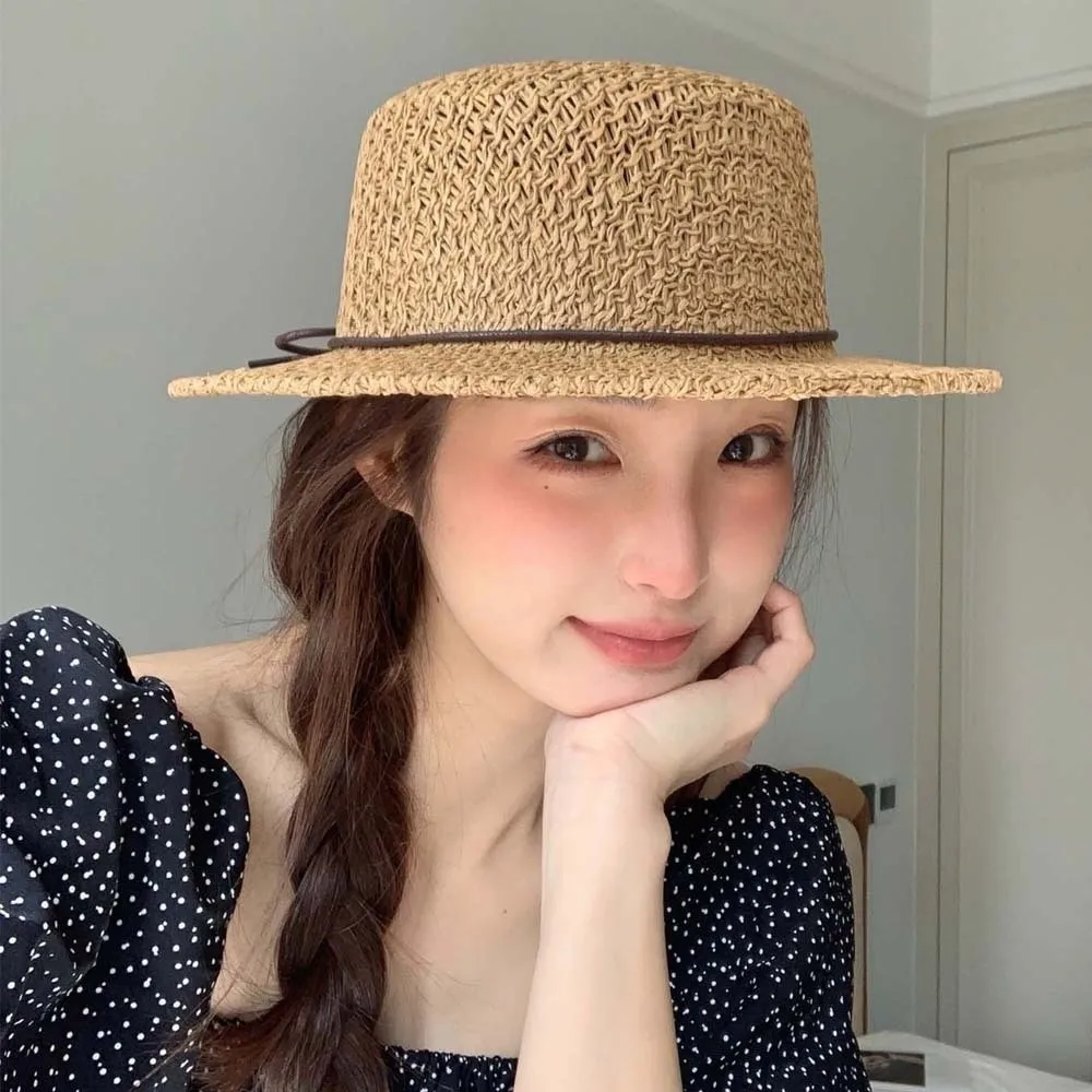 With Bow Straw Boater Hat Sun Protection Lightweight Handwoven Sun Cap Wide Brimmed Breathable Mesh Flat Top Beach Hat
With Bow Straw Boater Hat Sun Protection Lightweight Handwoven Sun Cap Wide Brimmed Breathable Mesh Flat Top Beach Hat