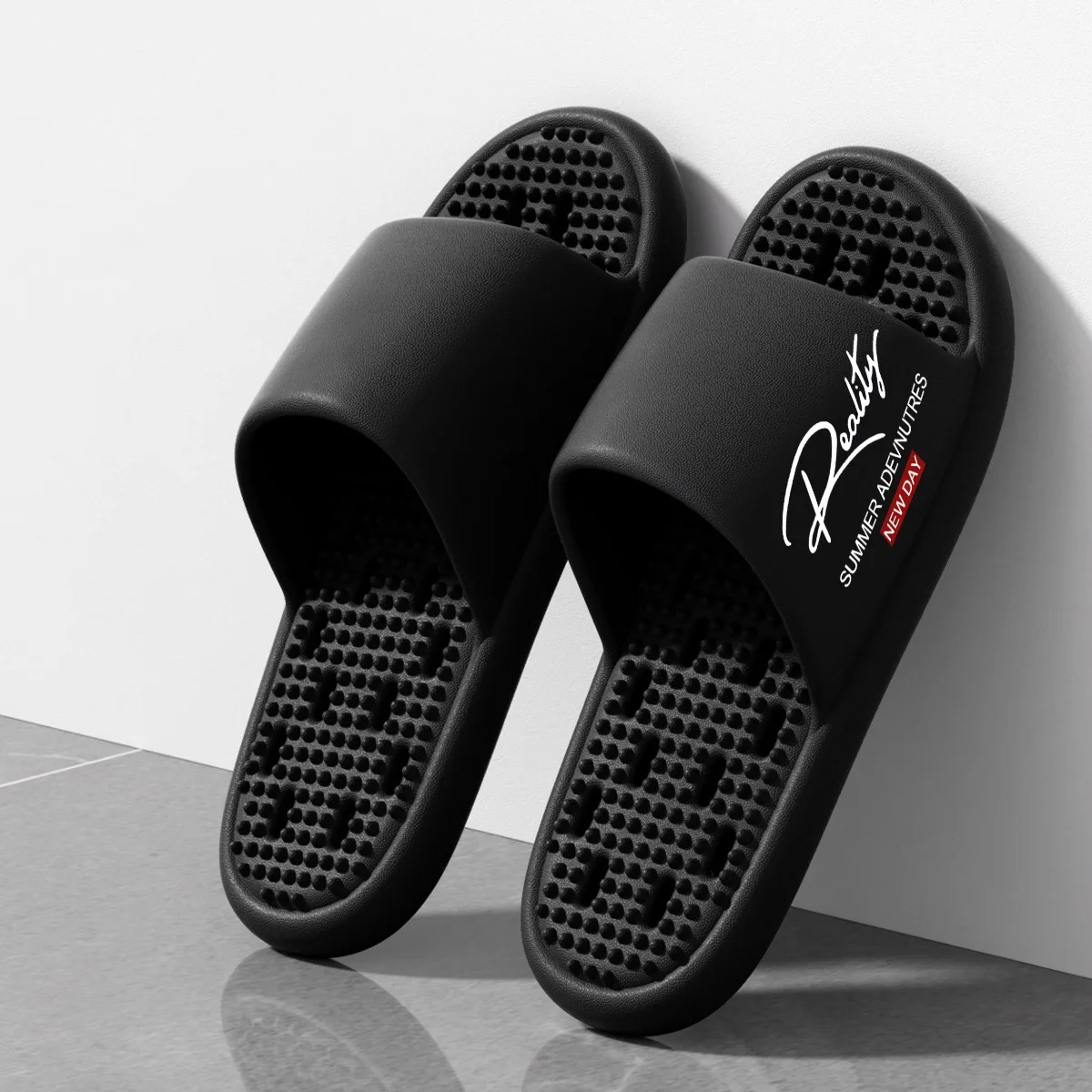 Couple Style Spring and Summer Reality Printed Hollow-Out Quick-Drying Eva Soft Thick-Soled Foot Massage Indoor Bathroom Outdoor Slide Slippers for Men and Women
Couple Style Spring and Summer Reality Printed Hollow-Out Quick-Drying Eva Soft Thick-Soled Foot Massage Indoor Bathroom Outdoor Slide Slippers for Men and Women
