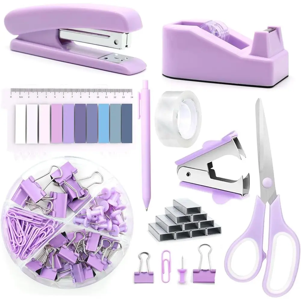 Office Essentials: Desk Accessories Set with Stapler, Tape Dispenser, Scissors, Staple Remover, Binder Clips, Staples, Ballpoint
Office Essentials: Desk Accessories Set with Stapler, Tape Dispenser, Scissors, Staple Remover, Binder Clips, Staples, Ballpoint