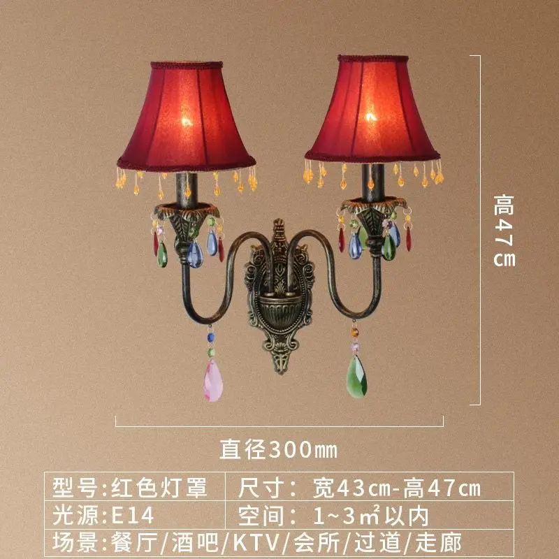 European restaurant red crystal wall lamp hallway hall European style blue decorative wall lamp
European restaurant red crystal wall lamp hallway hall European style blue decorative wall lamp