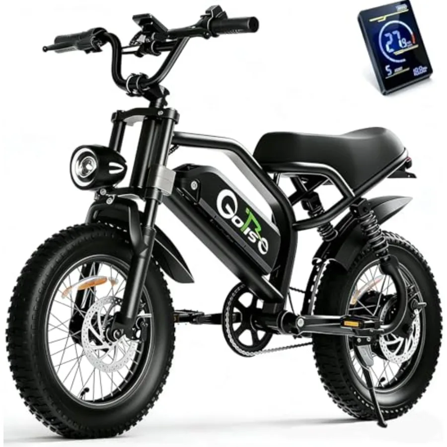 16 Electric Bike for Adults/Teens: Full Suspension Fat Tire All-Terrain EBike for Mountains, Snow, Sand Black, 1500W Peak Power
16 Electric Bike for Adults/Teens: Full Suspension Fat Tire All-Terrain EBike for Mountains, Snow, Sand Black, 1500W Peak Power