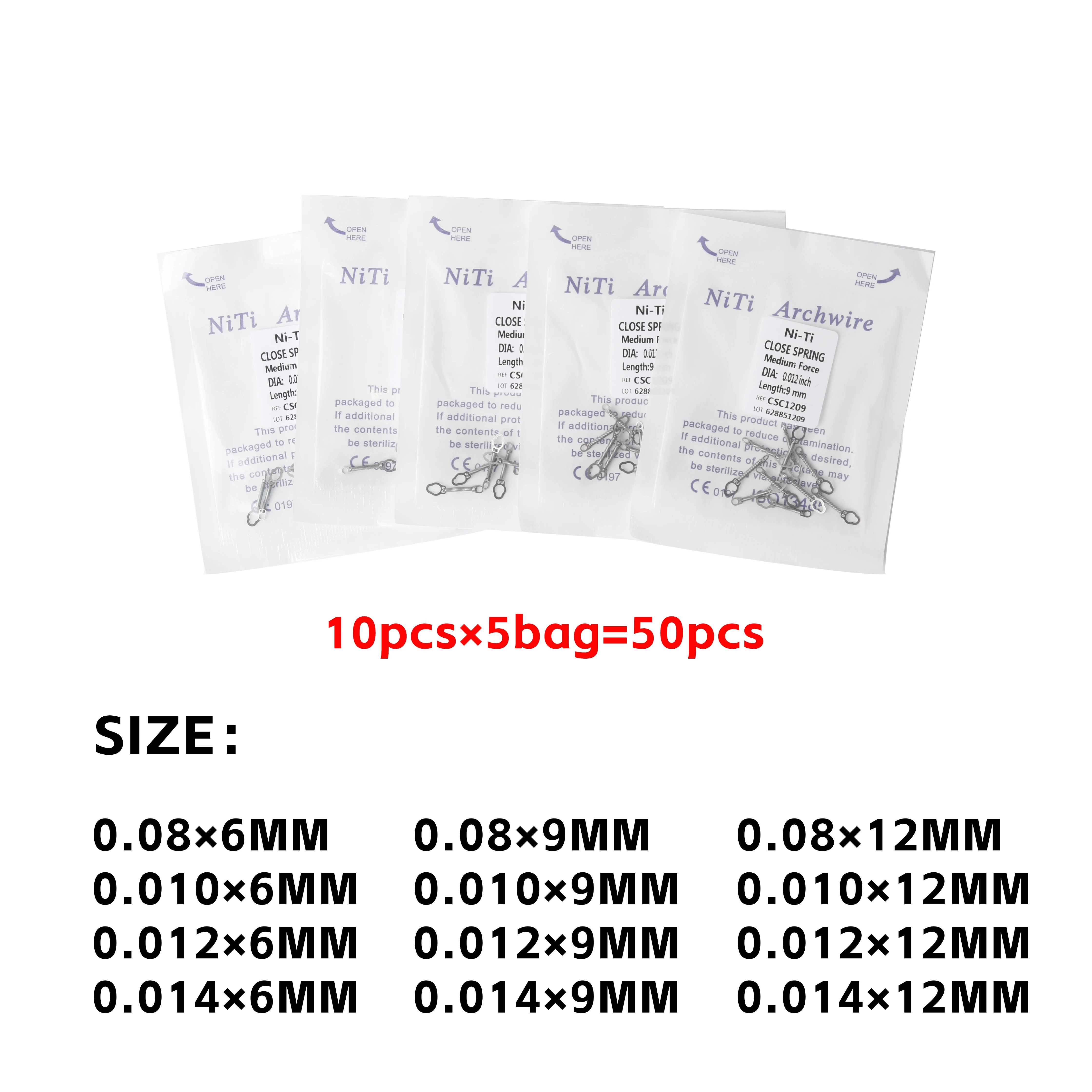 100Pcs Dental Orthodontic NiTi Close Spring Light Medium Force Dentist Materials Dentistry 6mm 9mm 12mm Dia 0.010 0.012 Inch CE
100Pcs Dental Orthodontic NiTi Close Spring Light Medium Force Dentist Materials Dentistry 6mm 9mm 12mm Dia 0.010 0.012 Inch CE