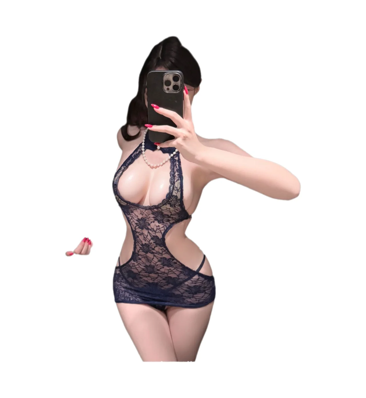 Sexy Lace Cheongsam For Night-time Fun Transparent Dress Pure Desire Hanging Neck Off-the-shoulder Nightclub Wear Charming 4IST
Sexy Lace Cheongsam For Night-time Fun Transparent Dress Pure Desire Hanging Neck Off-the-shoulder Nightclub Wear Charming 4IST