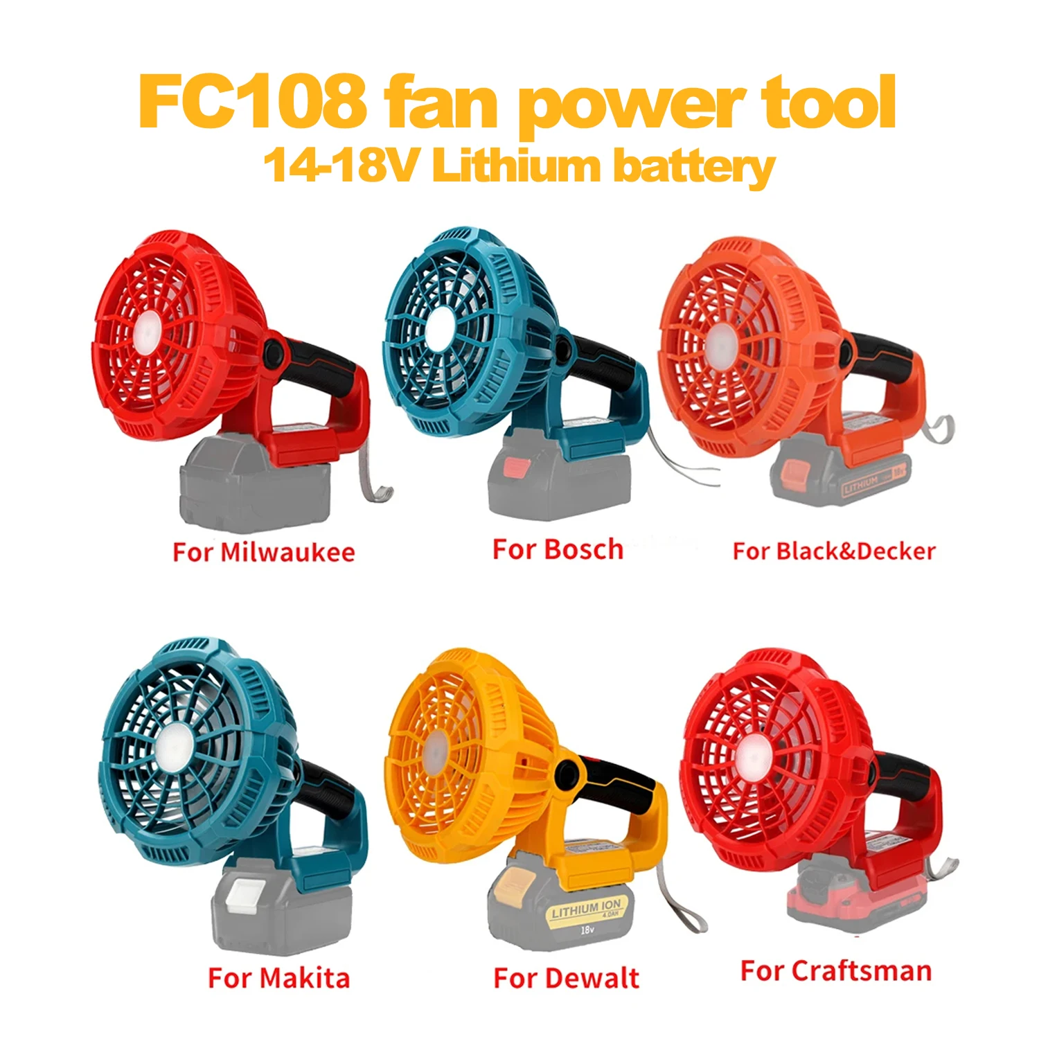Portable Handheld Fan Compatible for Makita/Dewalt/Milwaukee/Bosch/Black Decker/Craftsman Remote Outdoor Rechargeable Camping
Portable Handheld Fan Compatible for Makita/Dewalt/Milwaukee/Bosch/Black Decker/Craftsman Remote Outdoor Rechargeable Camping