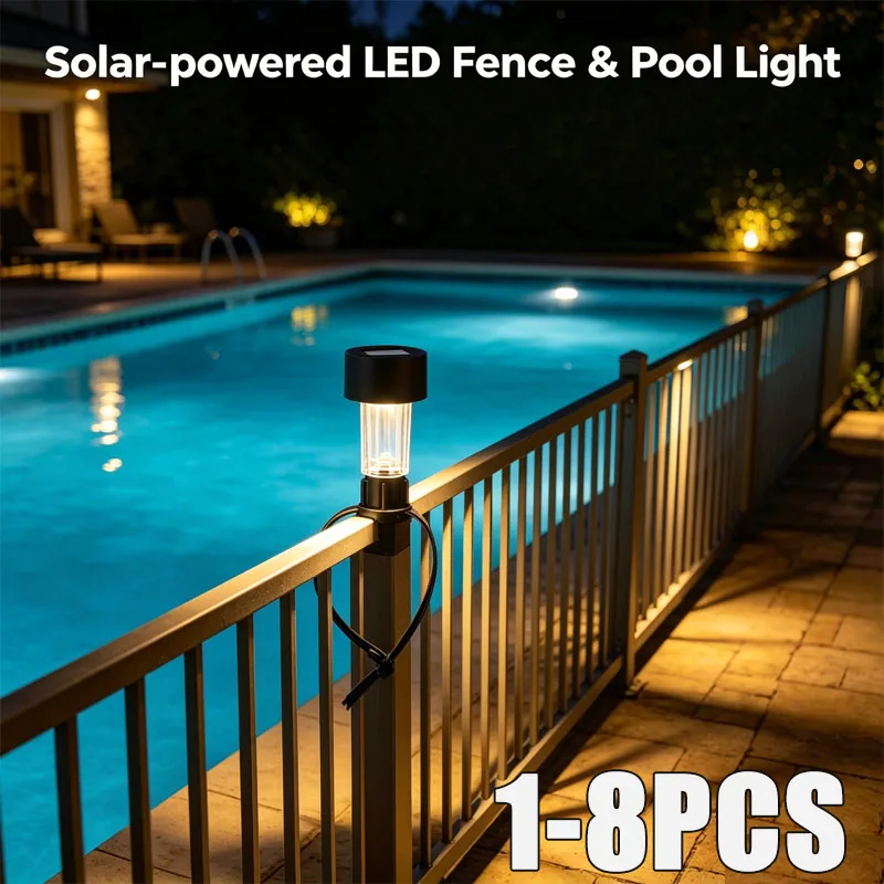 1-8PCS Outdoor Solar Fence Lights Warm Light IP44 Waterproof Pool Decor Accessories for Swimming Pool
1-8PCS Outdoor Solar Fence Lights Warm Light IP44 Waterproof Pool Decor Accessories for Swimming Pool