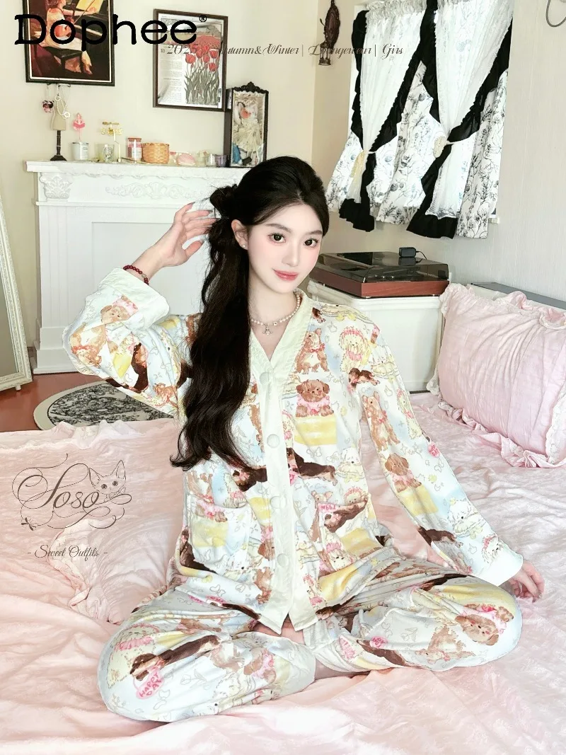 Japanese Style Girl Thin Fleece Cartoon Puppy Casual Comfortable Homewear Sweet Cute Warm Long Sleeve Pajamas
Japanese Style Girl Thin Fleece Cartoon Puppy Casual Comfortable Homewear Sweet Cute Warm Long Sleeve Pajamas