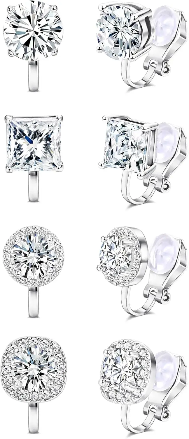 Cubic Zirconia Clip on Earrings - Women Hypoallergenic Comfortable Non Pierced Stud Earrings for
Cubic Zirconia Clip on Earrings - Women Hypoallergenic Comfortable Non Pierced Stud Earrings for