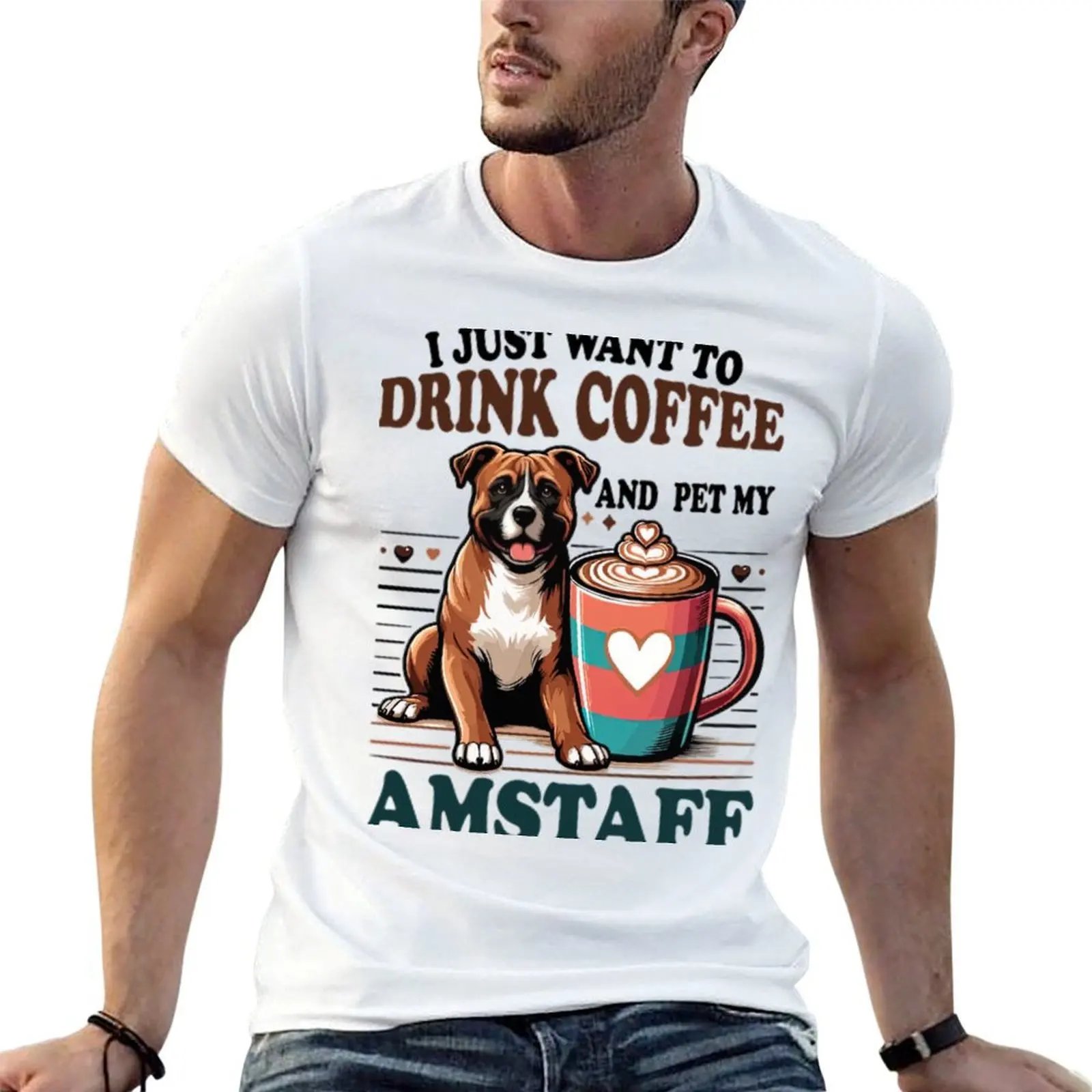I Just Want To Drink Coffee And Pet My Amstaff Dog T-Shirt g man t shirts for men t shirt personalised T-Shirt
I Just Want To Drink Coffee And Pet My Amstaff Dog T-Shirt g man t shirts for men t shirt personalised T-Shirt