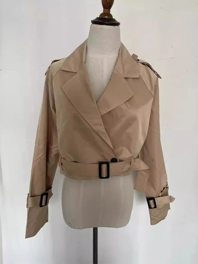 2024 Belt Cropped Trench Spring Jacket Women Vintage Streetwear Double Breasted Long Sleeve Top Female Coat Outfits
2024 Belt Cropped Trench Spring Jacket Women Vintage Streetwear Double Breasted Long Sleeve Top Female Coat Outfits