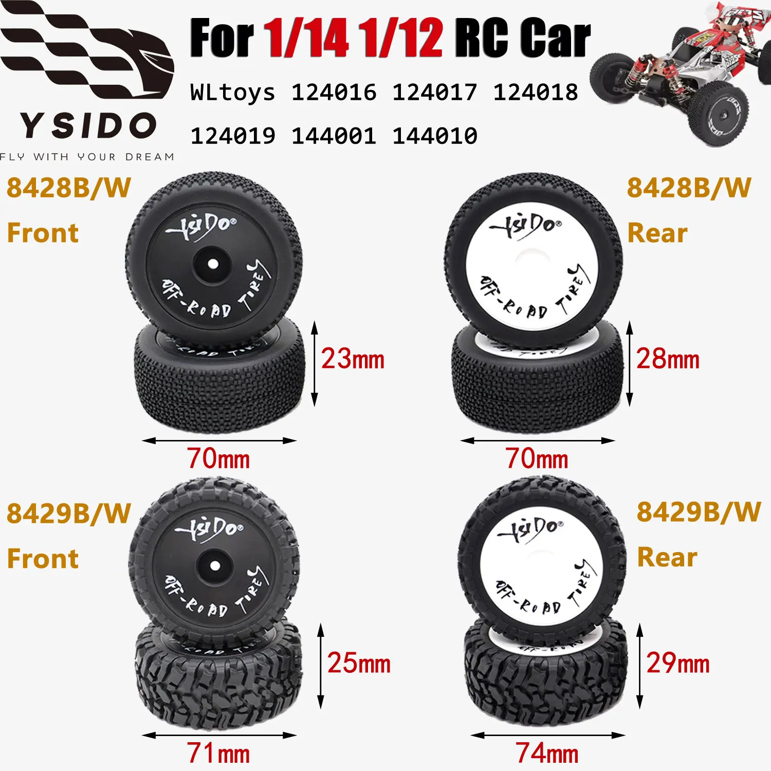 YSIDO 70/71/74 мм передние и задние резиновые шины 12 мм HEX для 1/12 1/14 WLtoys 124018 124019 144001 RC внедорожные автомобильные шины, обновленные детали
YSIDO 70/71/74 мм передние и задние резиновые шины 12 мм HEX для 1/12 1/14 WLtoys 124018 124019 144001 RC внедорожные автомобильные шины, обновленные детали