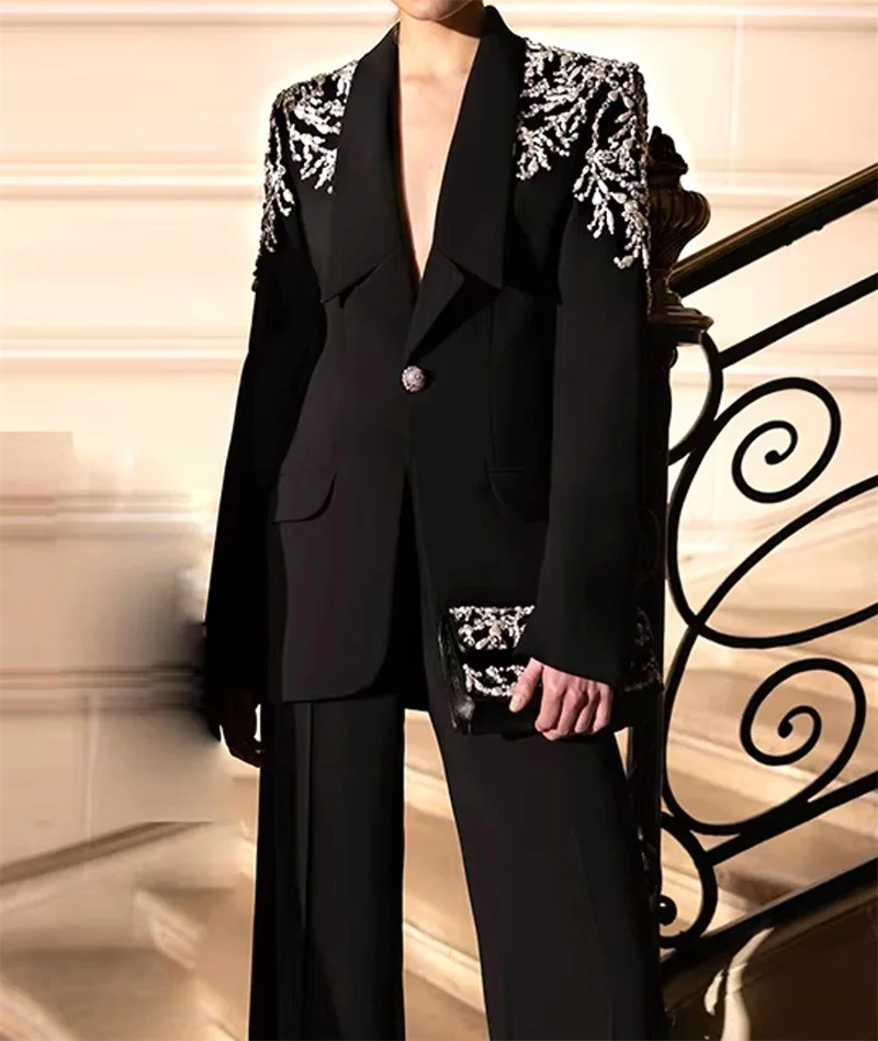 Black Women Suit Set 2 Piece Blazer+Pants Trousers Black Formal Office Business Jacket Appliqued Customized Wedding Tuxedos Coat
Black Women Suit Set 2 Piece Blazer+Pants Trousers Black Formal Office Business Jacket Appliqued Customized Wedding Tuxedos Coat