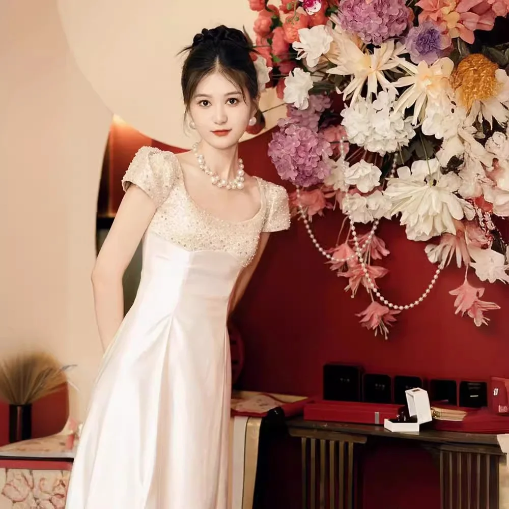 Elegant White Engagement Dress 2025 New Style Evening Gown Wedding Dress Feel Small White Dress Low Waist Other Material
Elegant White Engagement Dress 2025 New Style Evening Gown Wedding Dress Feel Small White Dress Low Waist Other Material
