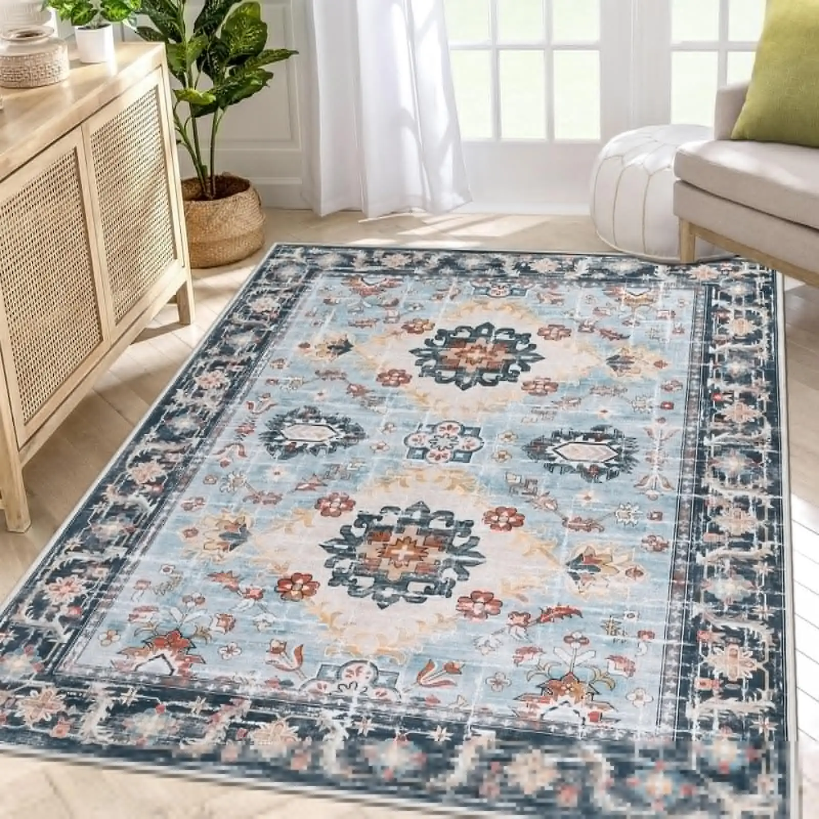 vikama Vintage Area Rugs 5x7 Machine Washable Boho Living Room Rug Non Slip Indoor Floor Carpet for Dining Room Bedroom Decor
vikama Vintage Area Rugs 5x7 Machine Washable Boho Living Room Rug Non Slip Indoor Floor Carpet for Dining Room Bedroom Decor