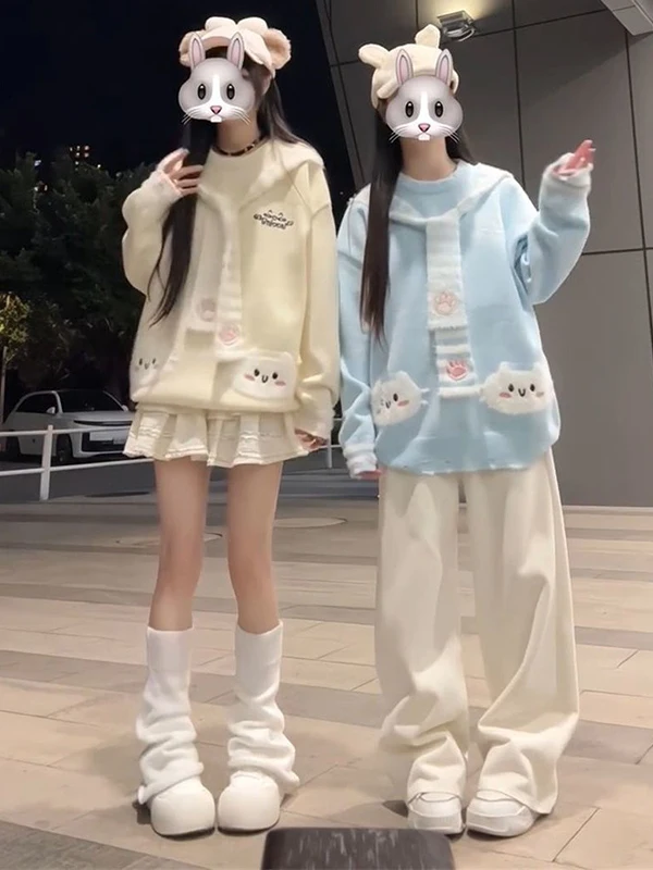 Casual Korean College Style Cute Claw Embroidered Striped Shoulder Wrap Women's Knitted Overhead Sweater Fashion Set
Casual Korean College Style Cute Claw Embroidered Striped Shoulder Wrap Women's Knitted Overhead Sweater Fashion Set