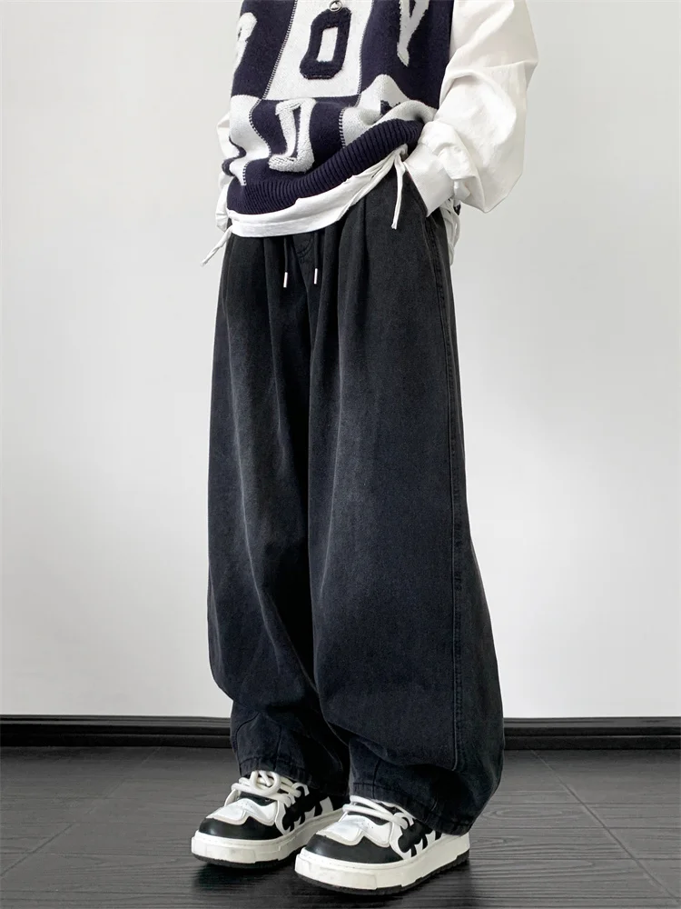 Retro Washed Wide Leg Men's Jeans Loose Straight Casual Long Trousers Trendy mid Waist No Stretch Denim for Teenagers
Retro Washed Wide Leg Men's Jeans Loose Straight Casual Long Trousers Trendy mid Waist No Stretch Denim for Teenagers