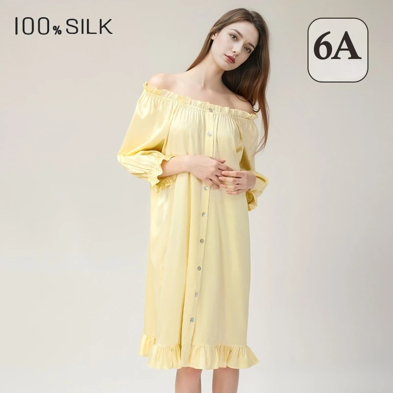 2026 New Women's Loose Mulberry Silk Nightdress One Shoulder Design French Sleeves A Princess Like Elegance Sweet Sexy M Size
2026 New Women's Loose Mulberry Silk Nightdress One Shoulder Design French Sleeves A Princess Like Elegance Sweet Sexy M Size