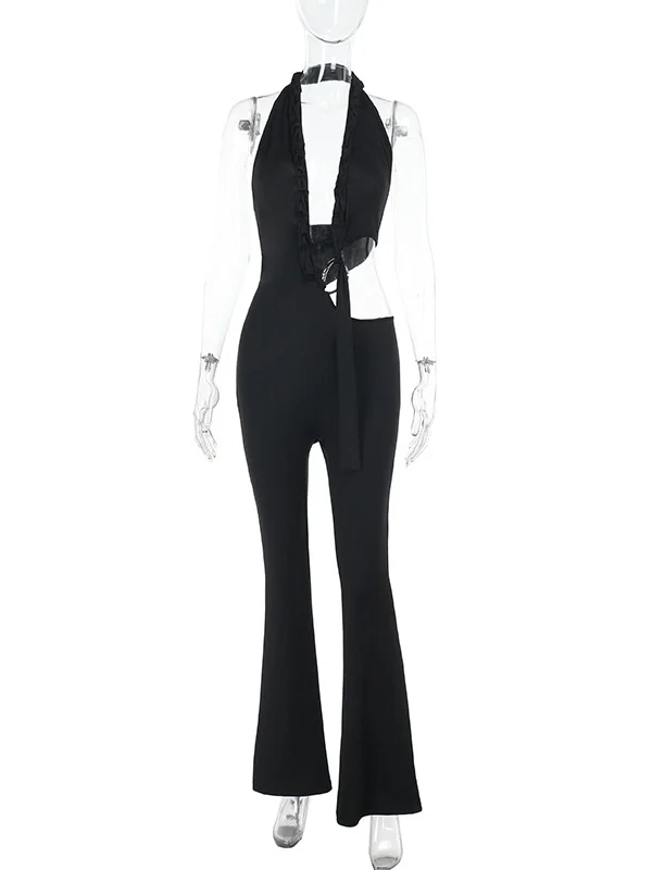 Slim Fit Hanging Neck Jumpsuit Pants Women's High Waist Long Pants Thinming Ladies One-Piece Suits Fashion Summer Thin Polyester
Slim Fit Hanging Neck Jumpsuit Pants Women's High Waist Long Pants Thinming Ladies One-Piece Suits Fashion Summer Thin Polyester