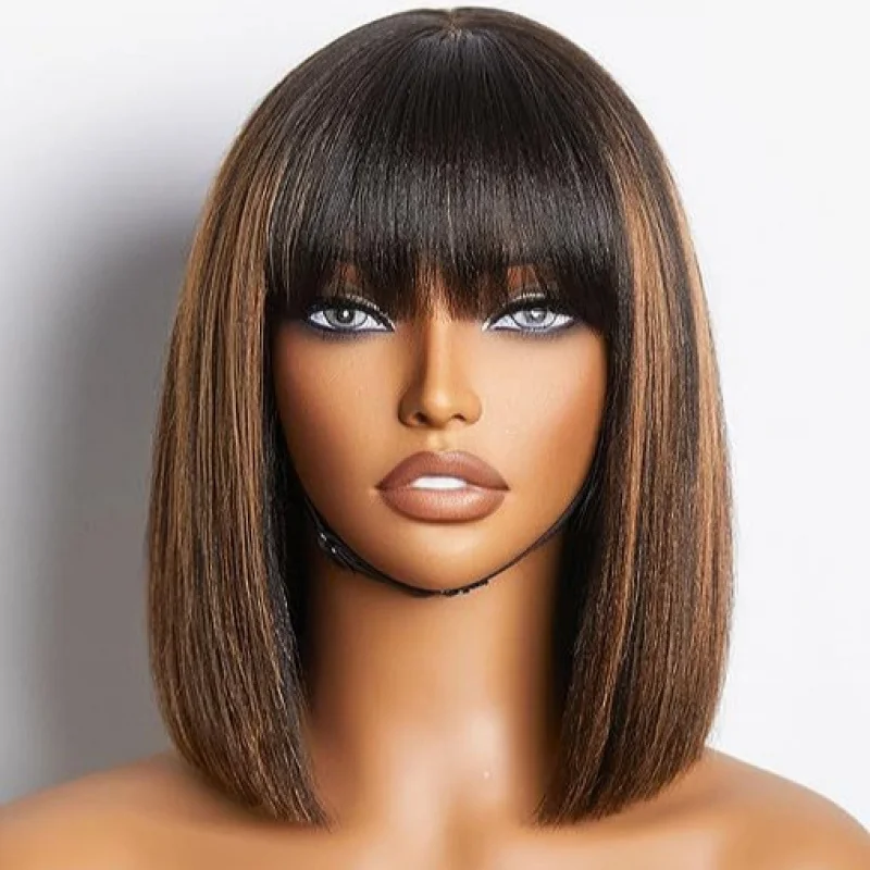 Short Bob for Women, Fashionable Natural Straight Hair Full Wig with Bangs
Short Bob for Women, Fashionable Natural Straight Hair Full Wig with Bangs
