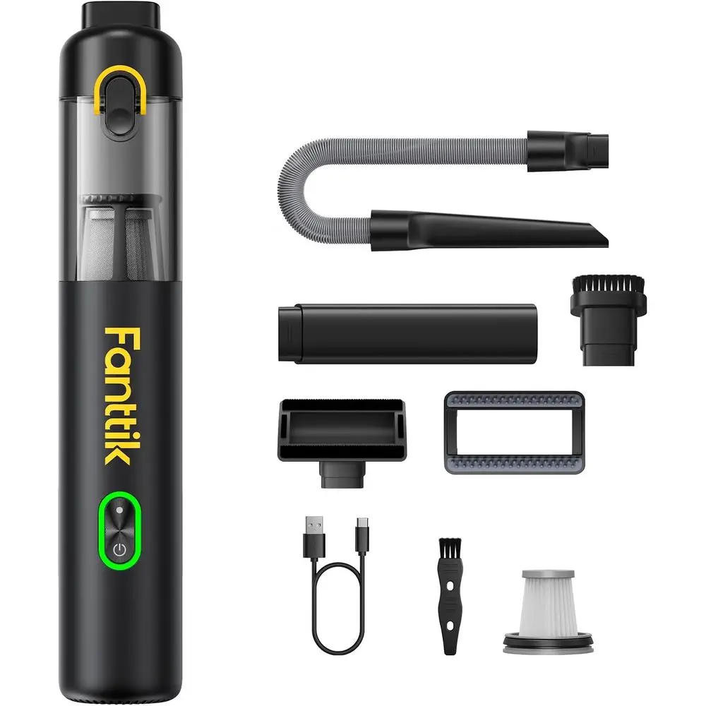 Portable Mini Vacuum Cleaner, 13000pa Suction, 2 Nozzles, USB-C Charging, Ideal for Cars, Small Spaces, and Office Desks (Black)
Portable Mini Vacuum Cleaner, 13000pa Suction, 2 Nozzles, USB-C Charging, Ideal for Cars, Small Spaces, and Office Desks (Black)