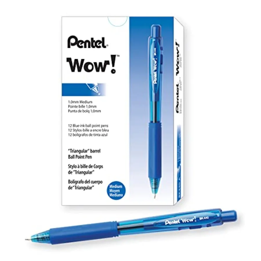 Wow! Retractable Ballpoint Pen, 1.0mm,Medium Line, Blue Ink, Pack of 12 (BK440-C)
Wow! Retractable Ballpoint Pen, 1.0mm,Medium Line, Blue Ink, Pack of 12 (BK440-C)