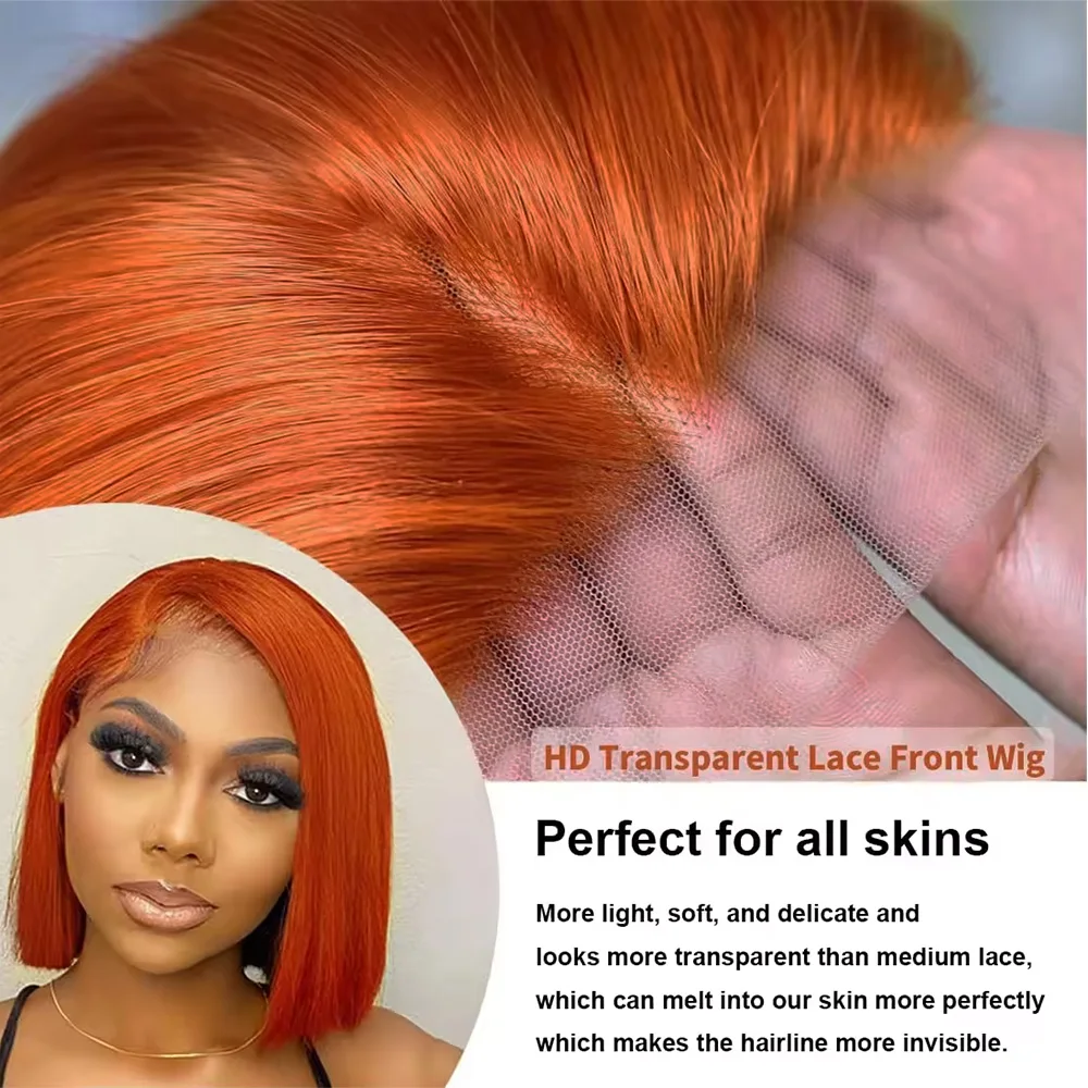 Ginger Orange Short Bob Wigs Human Hair 13x4 Lace Frontal Brazilian Human Hair Wigs Ginger Orange #350 Lace Front Wigs For Women
Ginger Orange Short Bob Wigs Human Hair 13x4 Lace Frontal Brazilian Human Hair Wigs Ginger Orange #350 Lace Front Wigs For Women