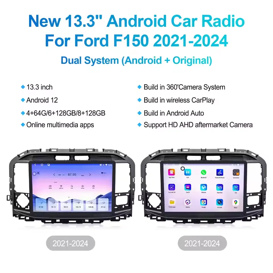 13.1Inch Wireless CarPlay For Ford F150 2021-2025 GPS Navigation Android Stereo Multimedia Player Auto Radio Head 1920*1200
13.1Inch Wireless CarPlay For Ford F150 2021-2025 GPS Navigation Android Stereo Multimedia Player Auto Radio Head 1920*1200