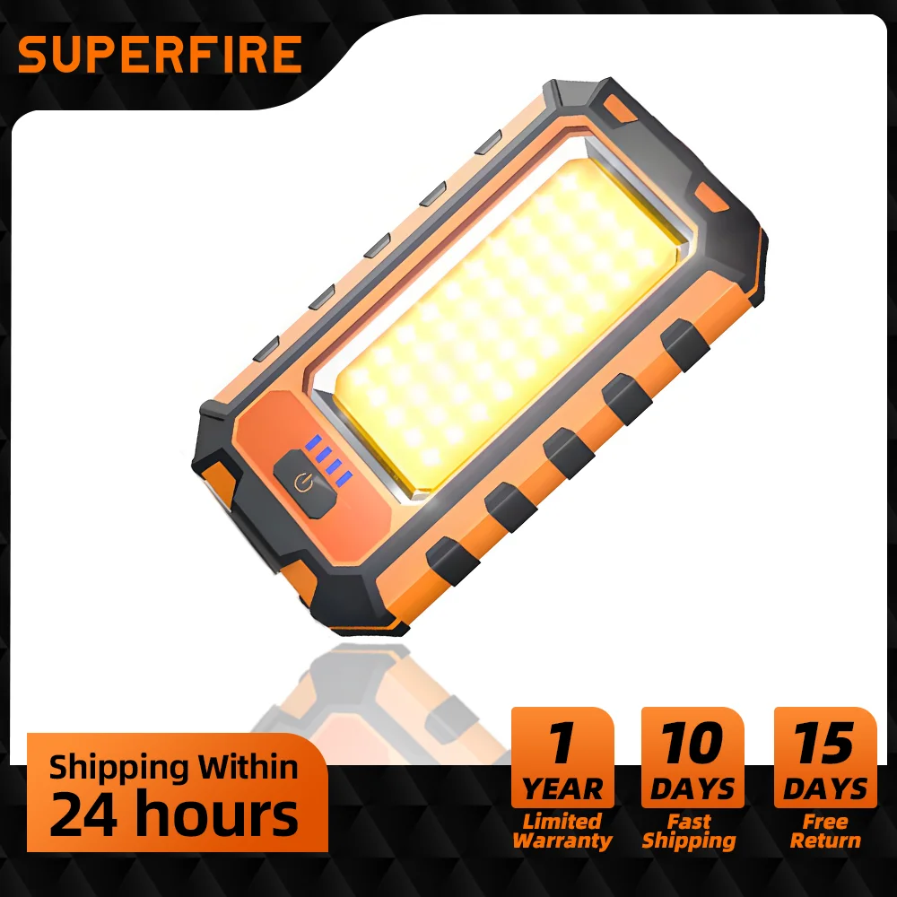 SUPERFIRE G25 Work Light USB Rechargeable Power Bank COB Flashlight with Magnet Torch for Outdoor Camping Lantern Inspection Lam
SUPERFIRE G25 Work Light USB Rechargeable Power Bank COB Flashlight with Magnet Torch for Outdoor Camping Lantern Inspection Lam