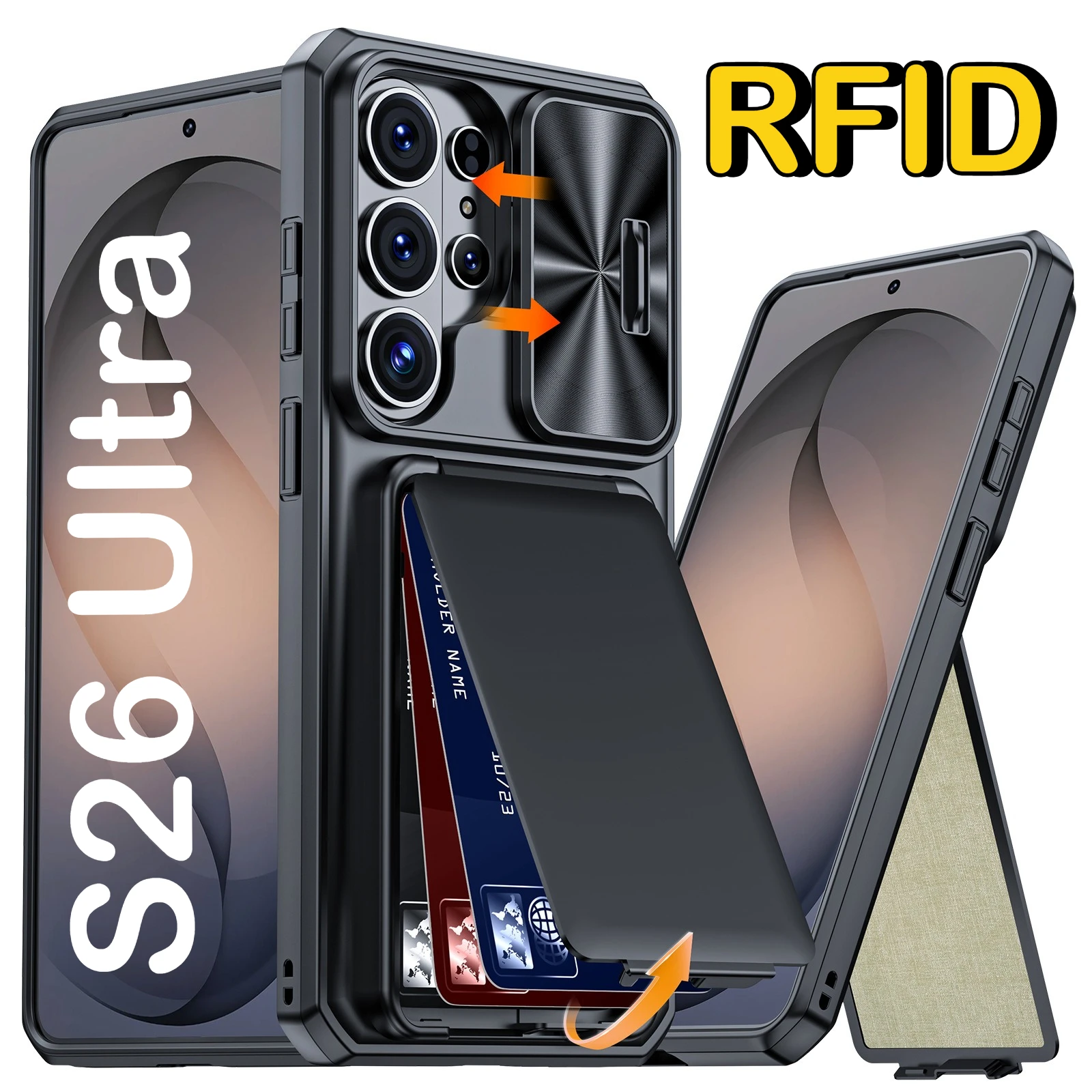 Heavy Duty Armor Cards Holder Stand Case Box for Samsung Galaxy S26Ultra Wallet RFID Push Window Camera Protector Non-Slip Cover
Heavy Duty Armor Cards Holder Stand Case Box for Samsung Galaxy S26Ultra Wallet RFID Push Window Camera Protector Non-Slip Cover