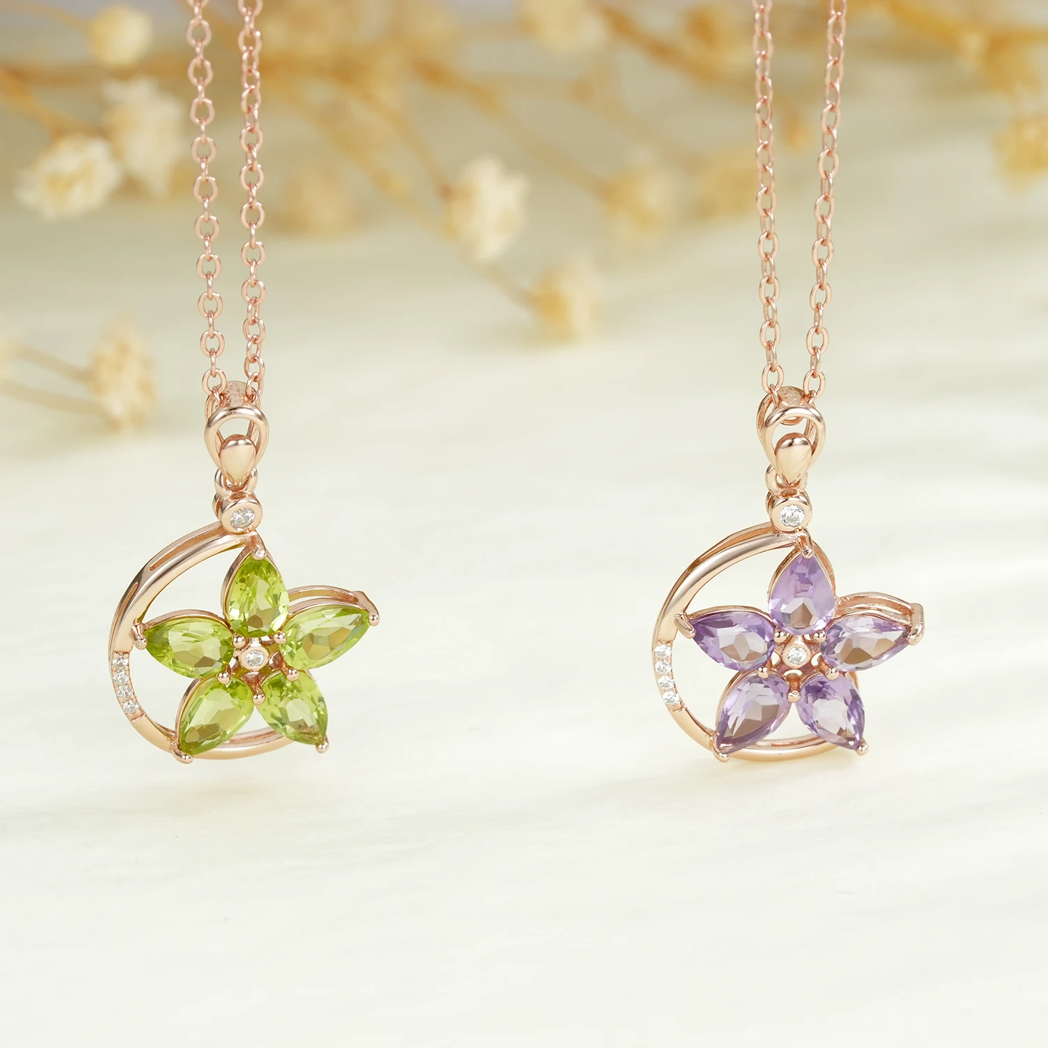 YBO Natural Green Peridot Amethyst Necklaces Women Rose Gold Plated Sterling Silver Pendant Jewelry Luxury Party Flower Jewels
YBO Natural Green Peridot Amethyst Necklaces Women Rose Gold Plated Sterling Silver Pendant Jewelry Luxury Party Flower Jewels