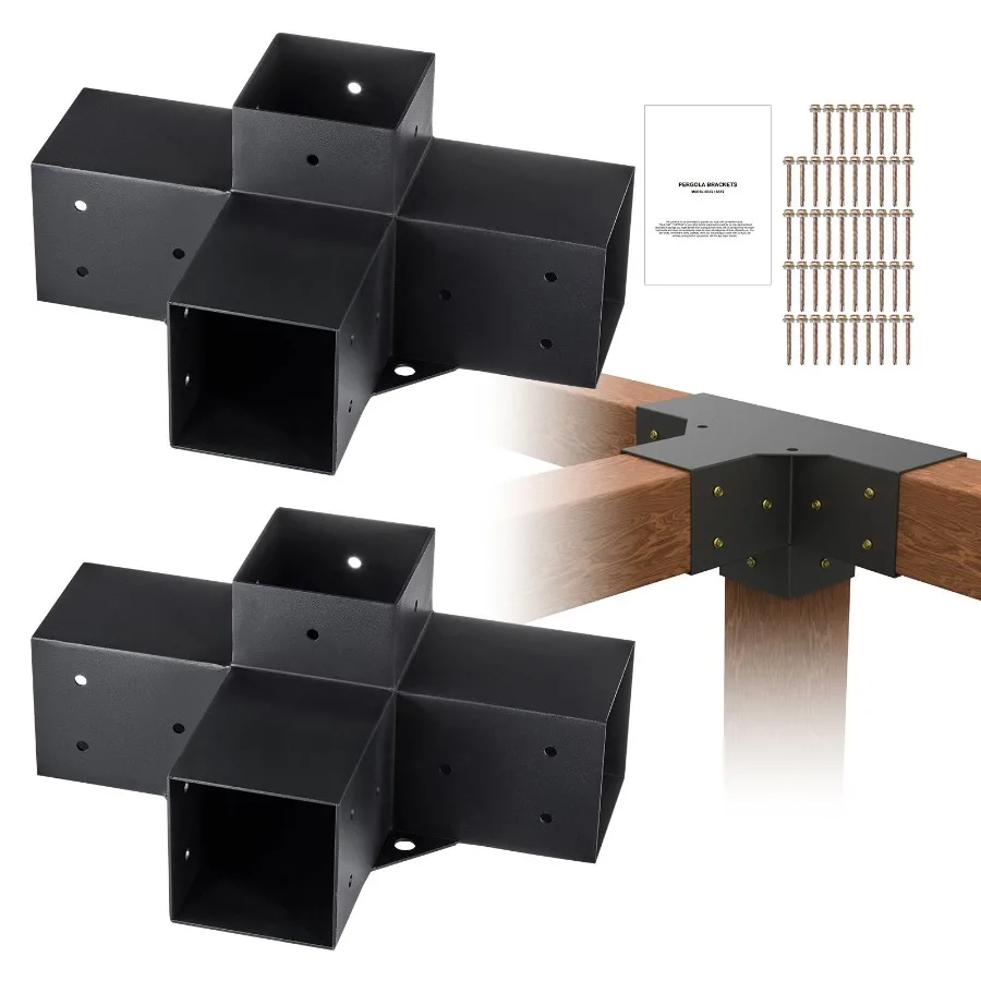 Комплект кронштейнов для перголы 4''x4'' (внутренний размер 3.6x3.6), 2 шт., 4-сторонний усиленный угловой кронштейн для деревянных конструкций, DIY, комплект для крепления столбов, простая установка
Комплект кронштейнов для перголы 4''x4'' (внутренний размер 3.6x3.6), 2 шт., 4-сторонний усиленный угловой кронштейн для деревянных конструкций, DIY, комплект для крепления столбов, простая установка