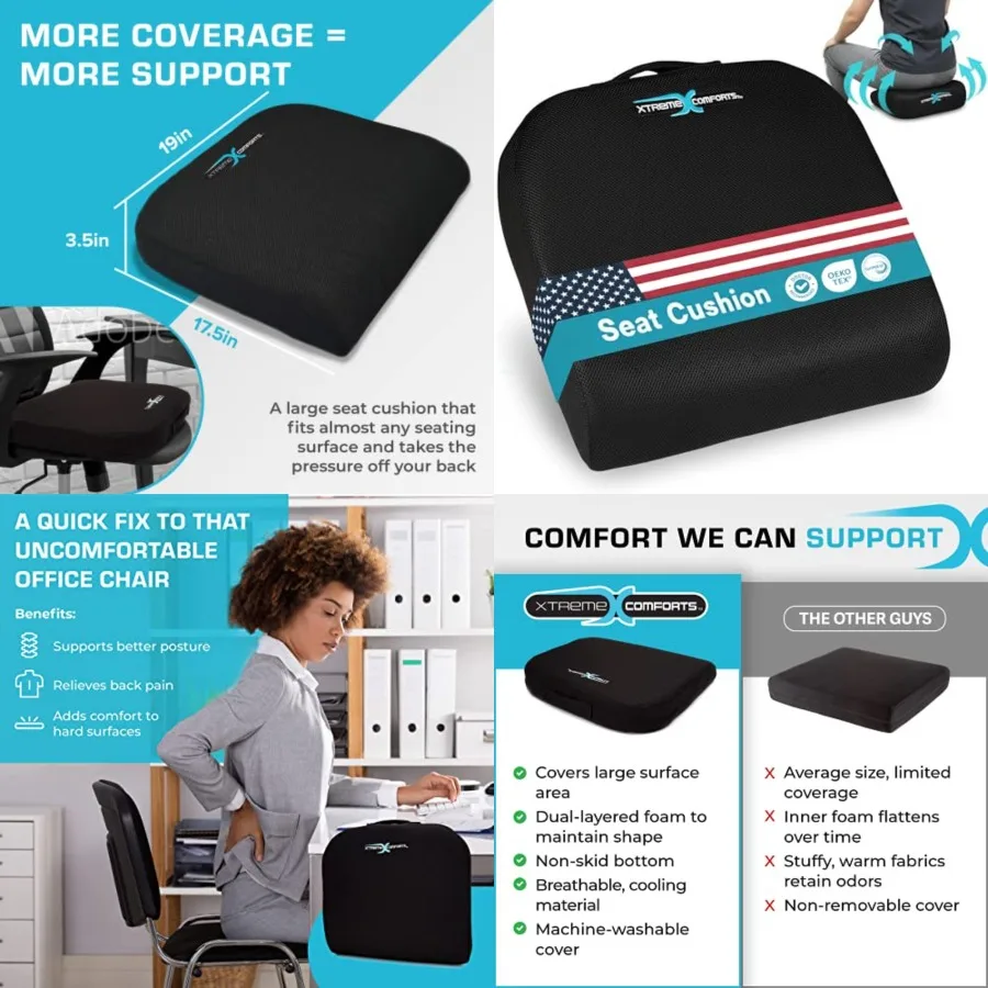 Seat Cushions Office Chair Cushions for Desk, Car, Wheelchair Ergonomic Memory Foam Seat Cushion for Support Comfort Helps Impr
Seat Cushions Office Chair Cushions for Desk, Car, Wheelchair Ergonomic Memory Foam Seat Cushion for Support Comfort Helps Impr