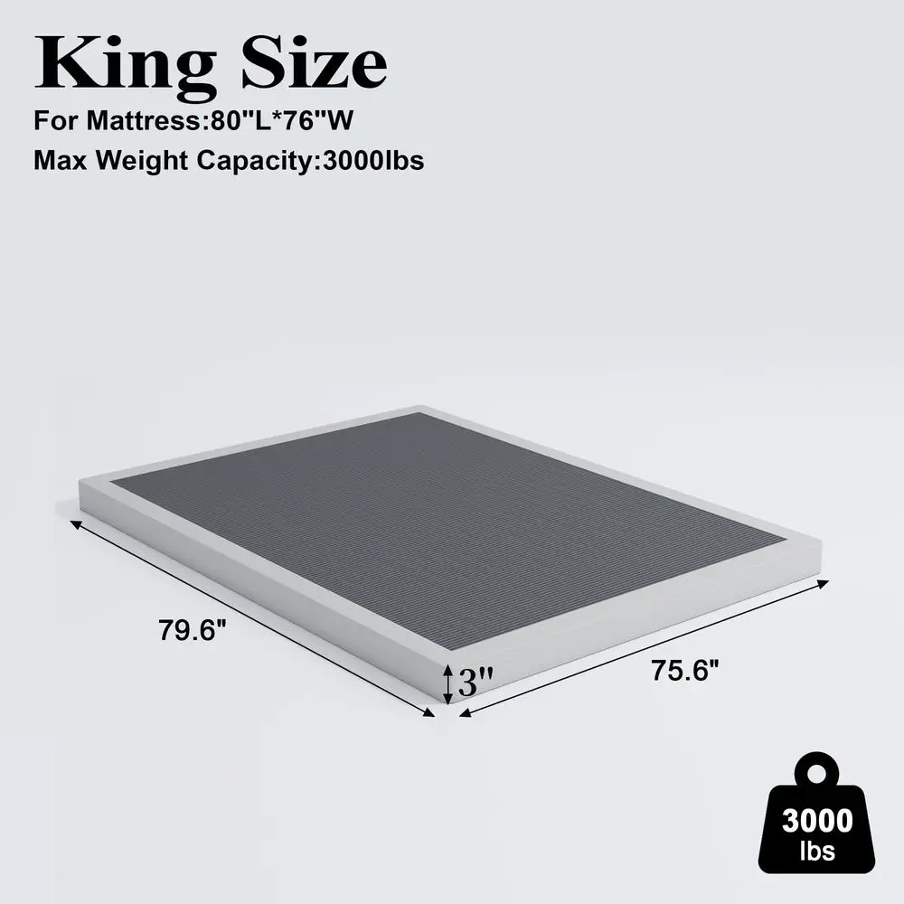 Low Profile Box Spring King Size, 3 Inch Box Spring for King Bed, Heavy Duty Mattress Foundation, Metal Bed Base,NonSlip,Easy A
Low Profile Box Spring King Size, 3 Inch Box Spring for King Bed, Heavy Duty Mattress Foundation, Metal Bed Base,NonSlip,Easy A