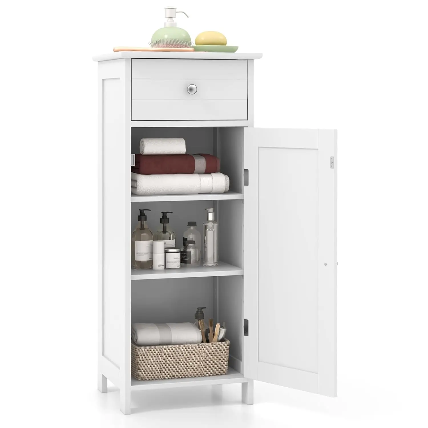Wooden Bathroom Cabinet with Drawers Adjustable Shelf Mid Century Storage for Bedroom Living Room, Customized
Wooden Bathroom Cabinet with Drawers Adjustable Shelf Mid Century Storage for Bedroom Living Room, Customized