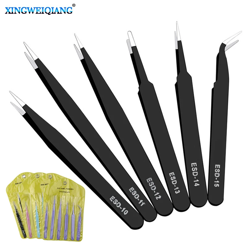 6PCs ESD Anti-Static Stainless Steel Tweezers Precision Maintenance Industrial Repair Curved Tool Home Working Model Making Hand
6PCs ESD Anti-Static Stainless Steel Tweezers Precision Maintenance Industrial Repair Curved Tool Home Working Model Making Hand