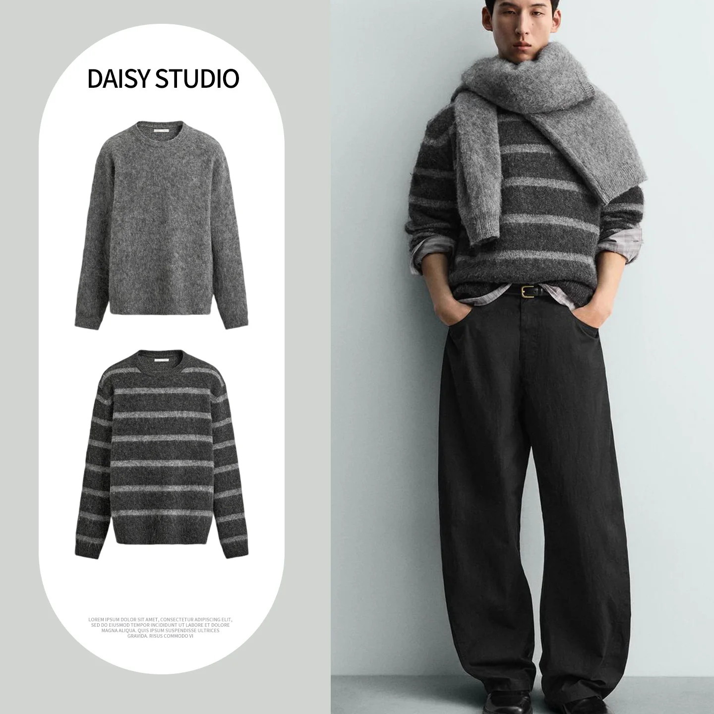 Spring New Arrival Men's Knitted Long Sleeve round Neck Stripe Pattern Layered Texture British Style Polyester Fiber Knitwear
Spring New Arrival Men's Knitted Long Sleeve round Neck Stripe Pattern Layered Texture British Style Polyester Fiber Knitwear