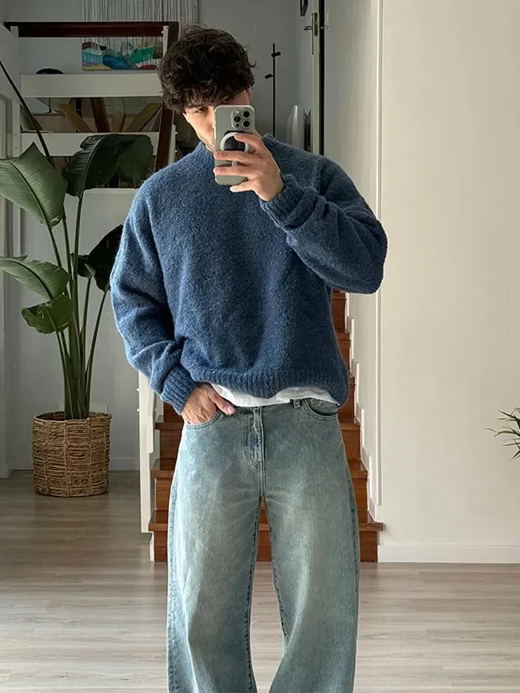 Thicken Warm Half Turtleneck Sweater Men's Solid Long Sleeve Loose Fleece Knitted Pullover Casual Fashion Male Knit Jumpers Y2K
Thicken Warm Half Turtleneck Sweater Men's Solid Long Sleeve Loose Fleece Knitted Pullover Casual Fashion Male Knit Jumpers Y2K